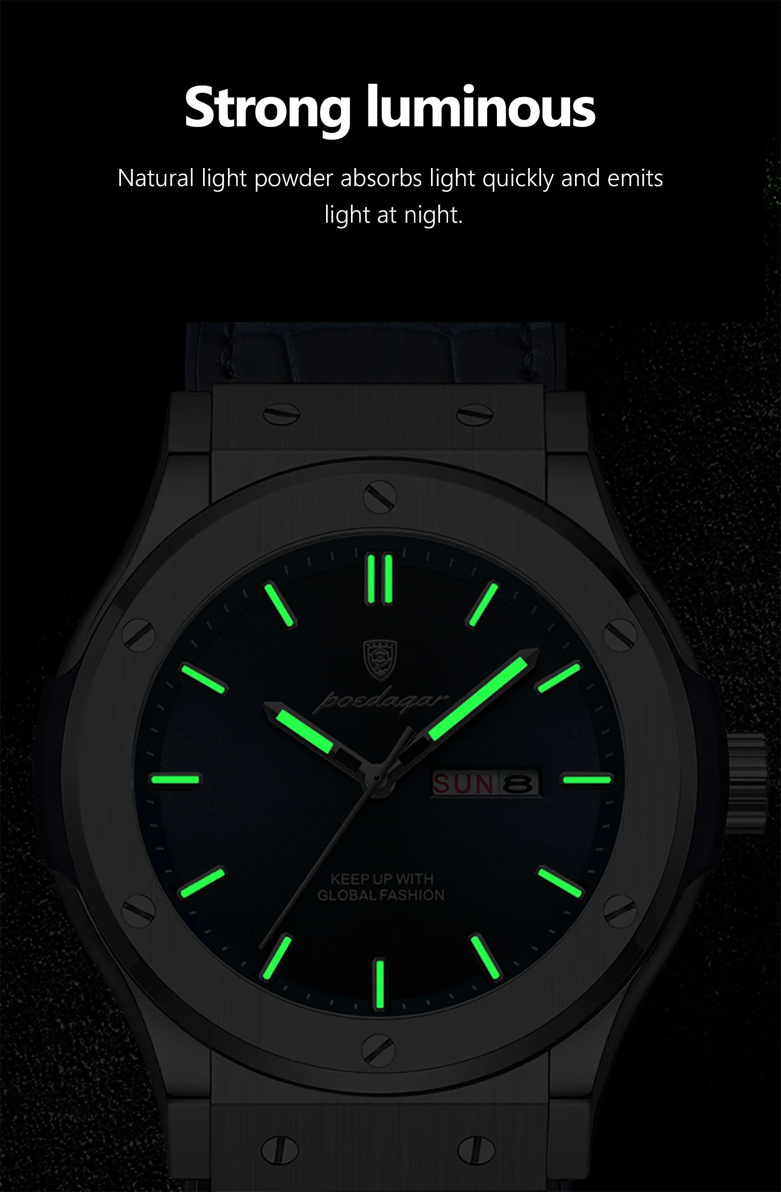 POEDAGAR Luxury Business Watch For Men Waterproof Luminous Date Week Man Wristwatch Silicone Strap Fashion Quartz Men's Watches