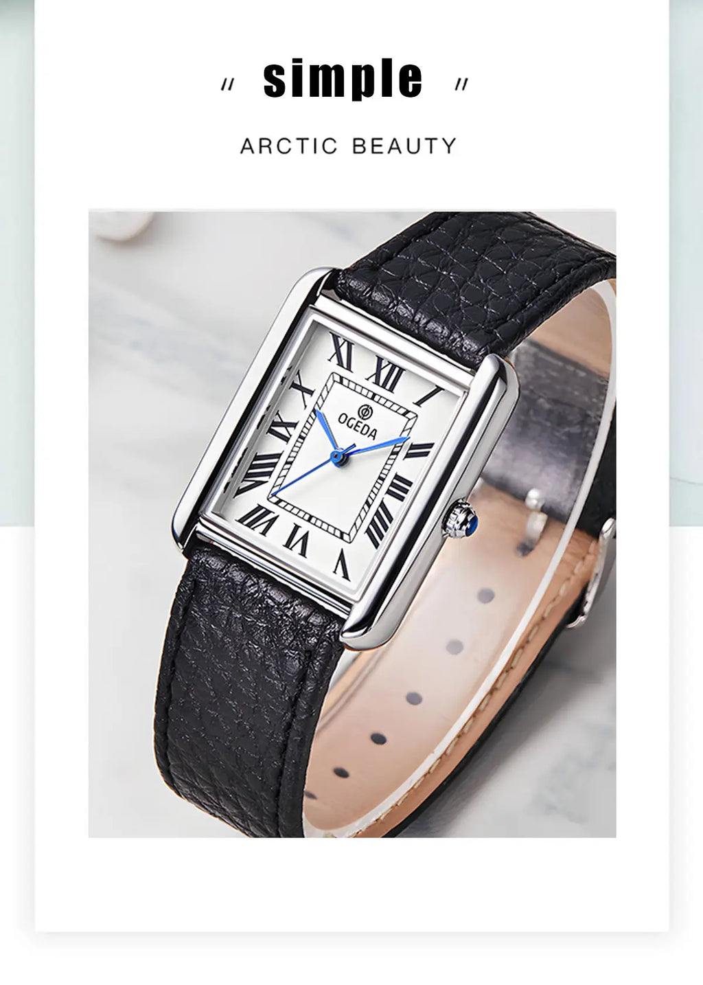 Ogeda 2025 New Square Men\'s Quartz Watch with Mineral Glass Alloy Case, Leather Strap, Sports Waterproof 3Bar Reloj Hombre Wat