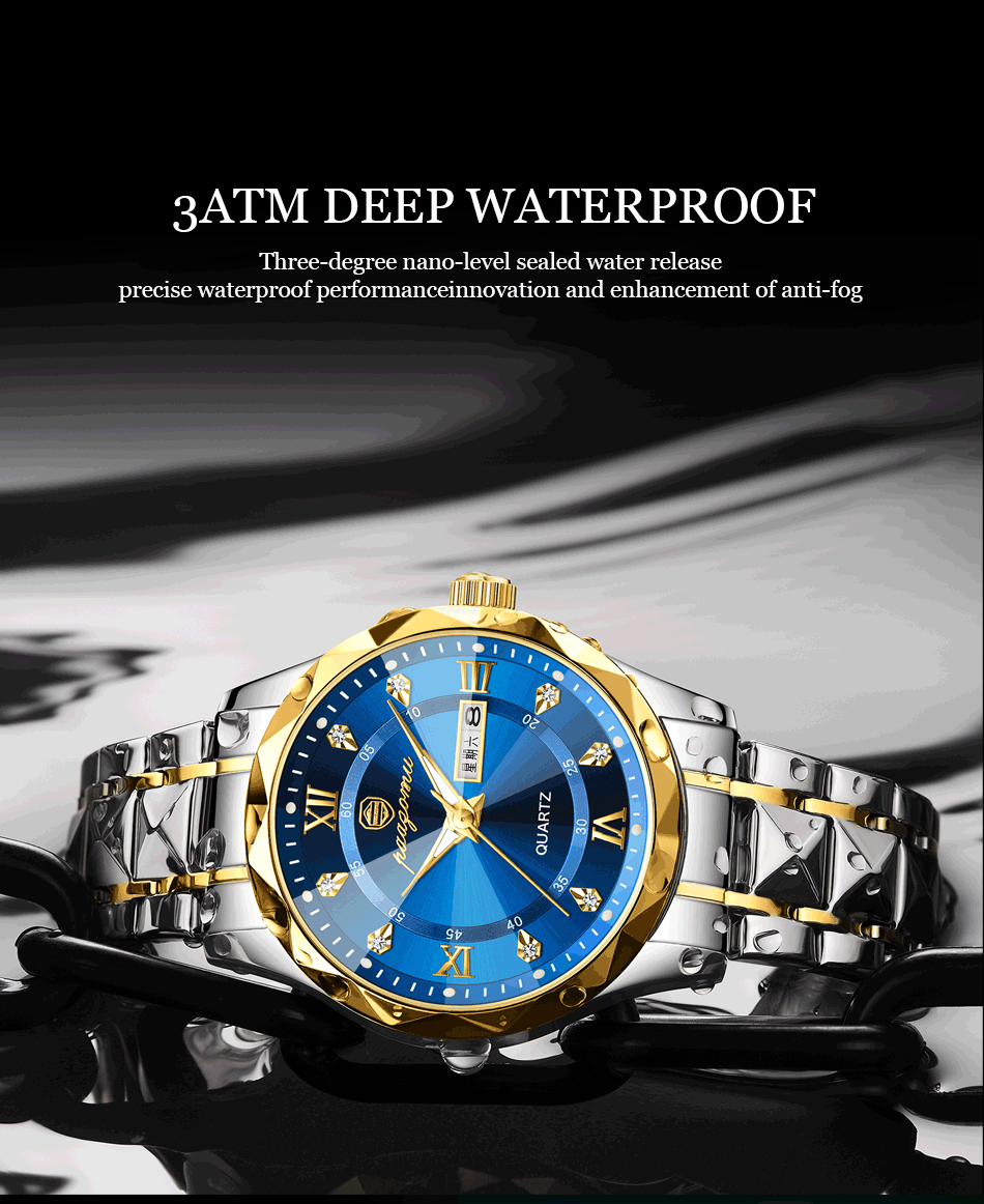 PENGAGAR Top Brand Luxury Man Wristwatch Waterproof Luminous Date Week Men Watches Stainless Steel Quartz Men's Watch Male reloj