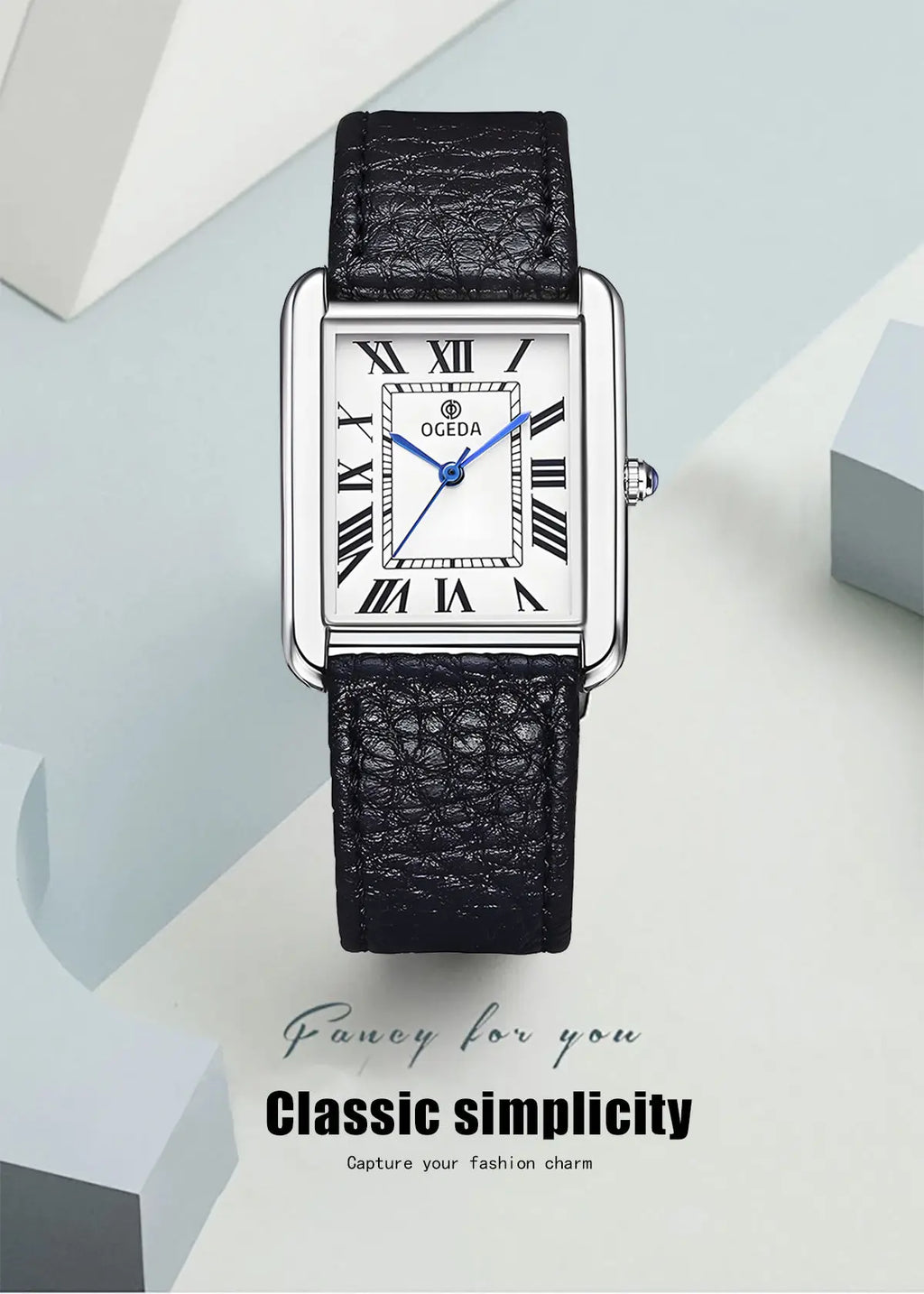 Ogeda 2025 New Square Men\'s Quartz Watch with Mineral Glass Alloy Case, Leather Strap, Sports Waterproof 3Bar Reloj Hombre Wat