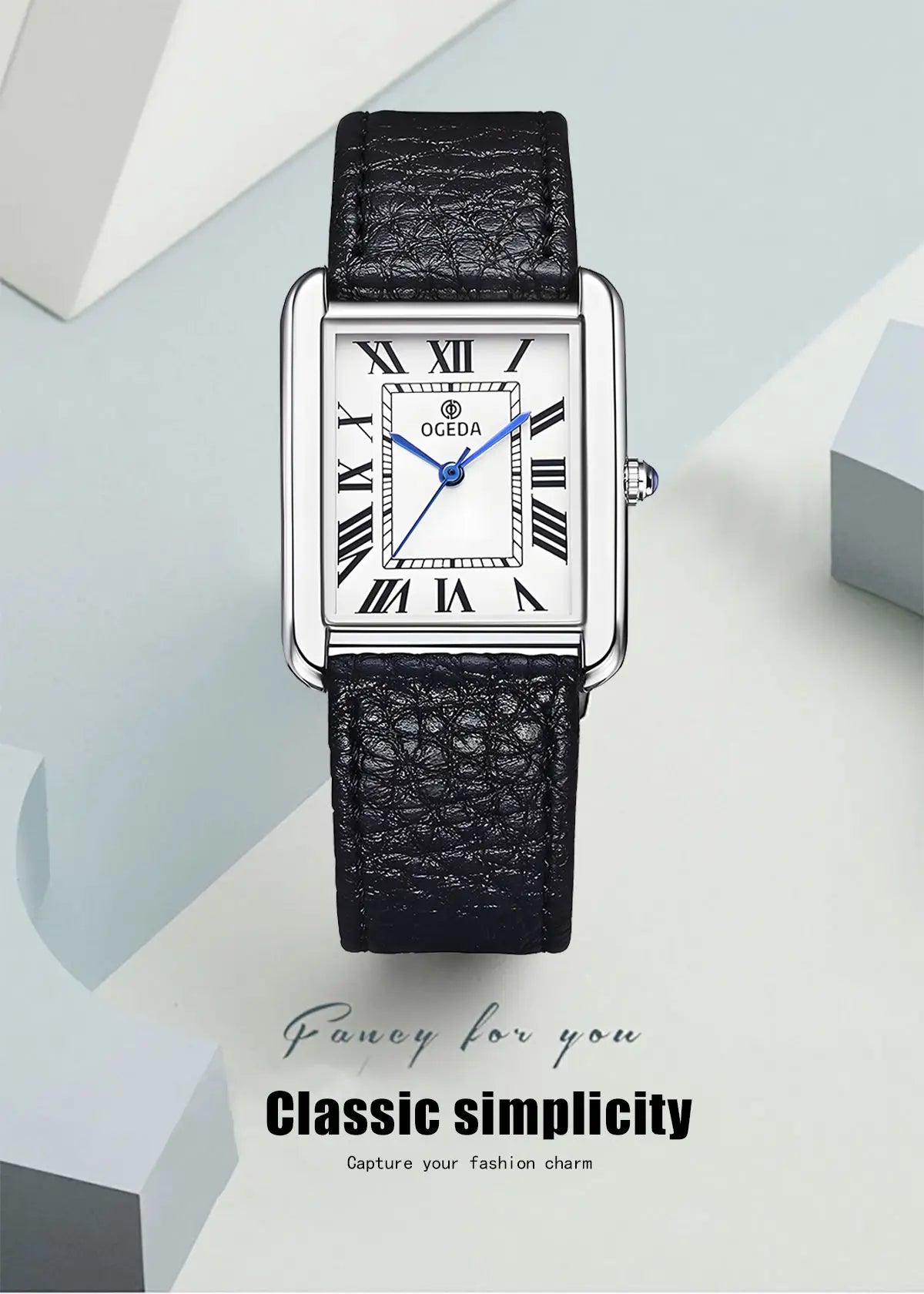 Ogeda 2025 New Square Men\'s Quartz Watch with Mineral Glass Alloy Case, Leather Strap, Sports Waterproof 3Bar Reloj Hombre Wat