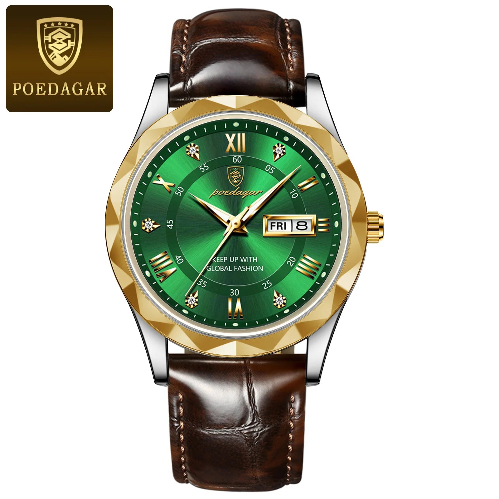 POEDAGAR Original Luxury Male Watch Waterproof Luminous Date Week Sports Men's Watches Classic Business Quartz Leather Men Watch