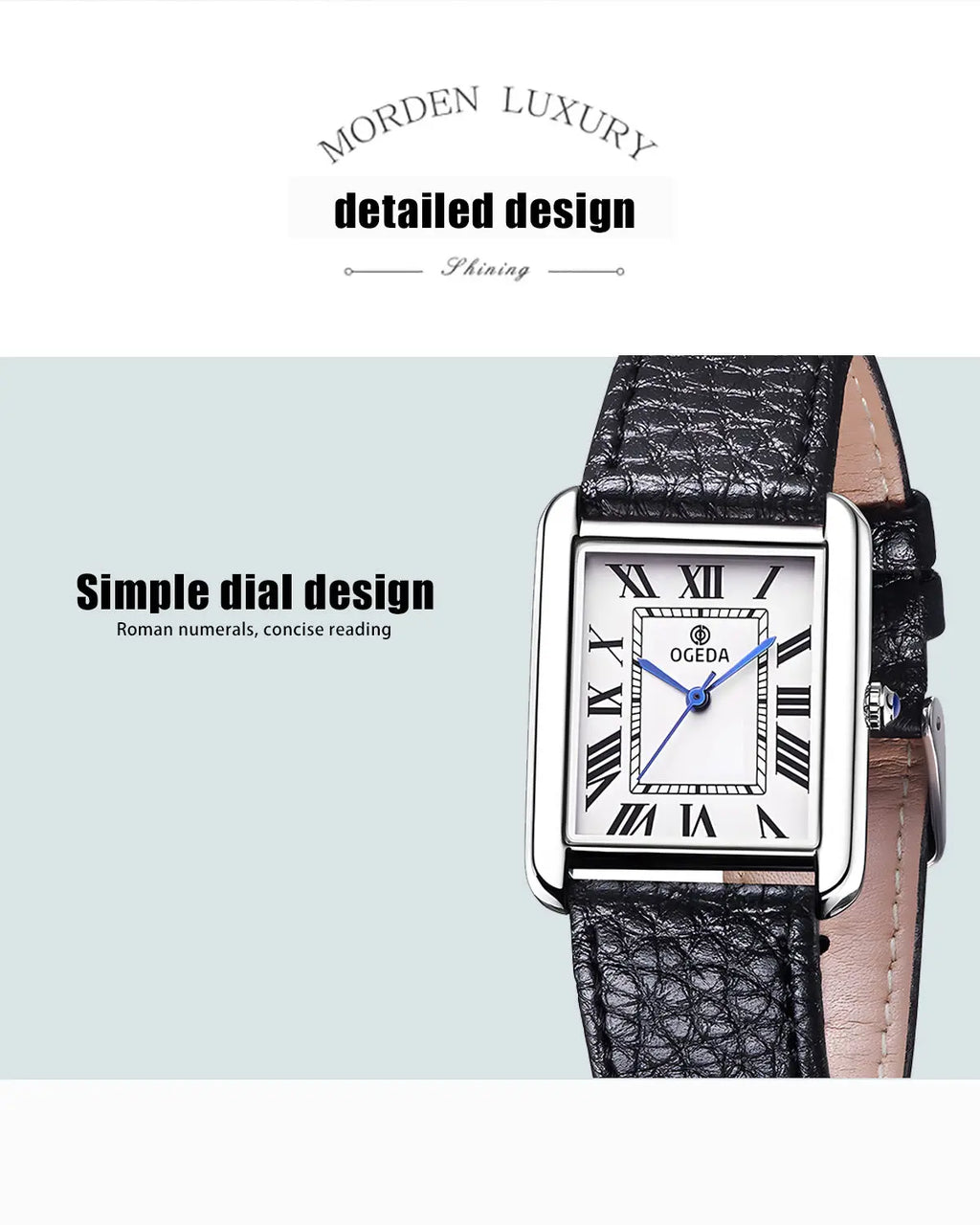 Ogeda 2025 New Square Men\'s Quartz Watch with Mineral Glass Alloy Case, Leather Strap, Sports Waterproof 3Bar Reloj Hombre Wat