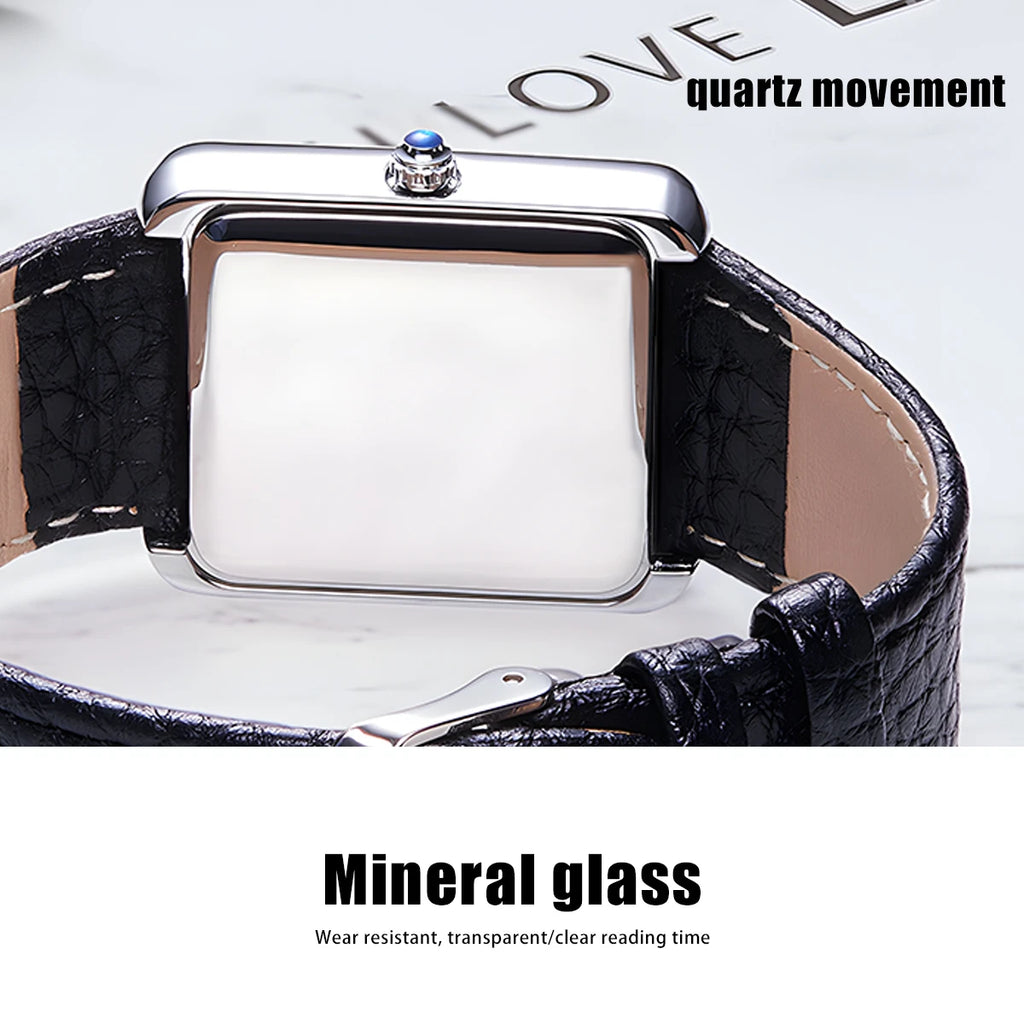 Ogeda 2025 New Square Men\'s Quartz Watch with Mineral Glass Alloy Case, Leather Strap, Sports Waterproof 3Bar Reloj Hombre Wat