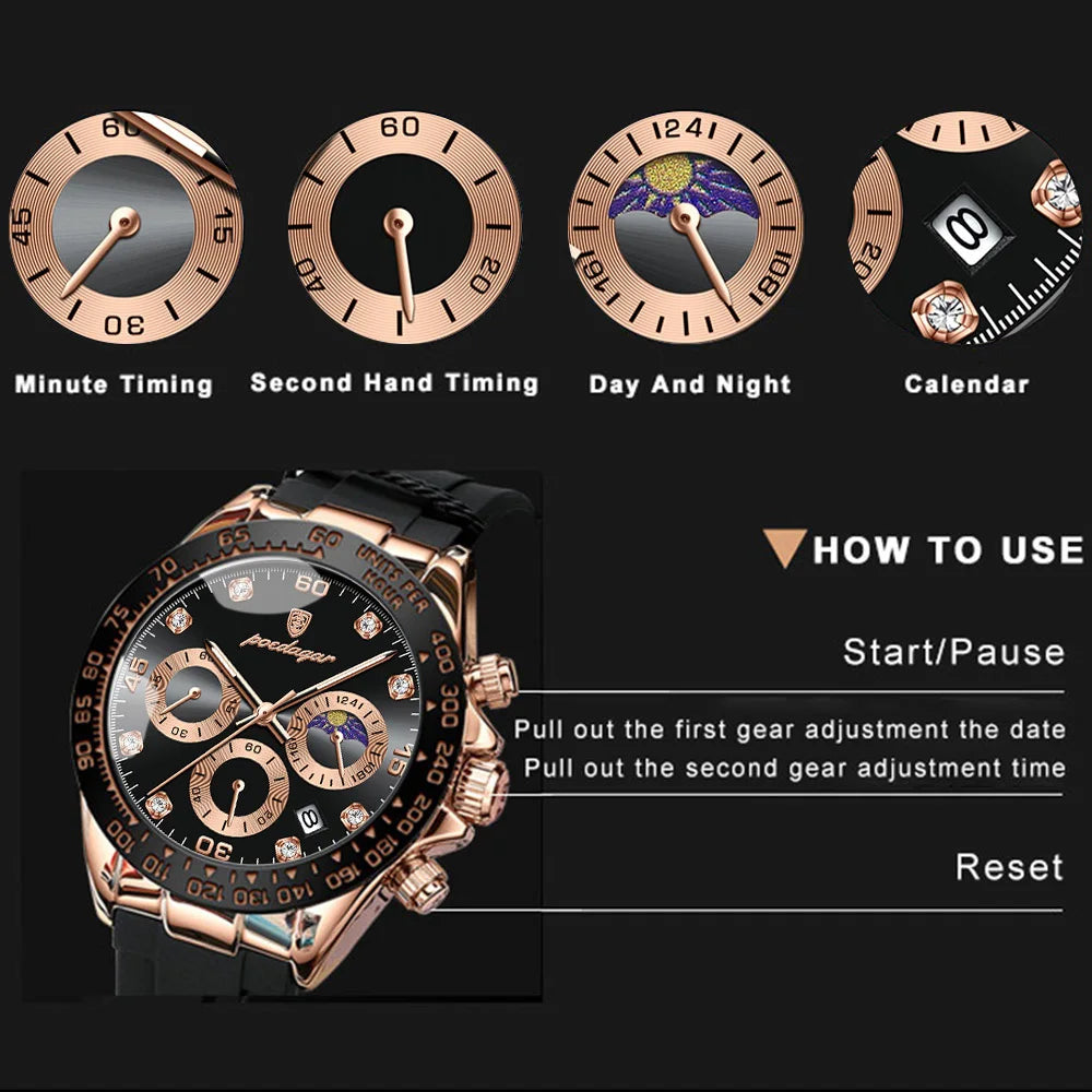 POEDAGAR Fashion Luxury Men Wristwatch Chronograph Date High Quality Quartz Man Watch Waterproof Luminous Military Men's Watches