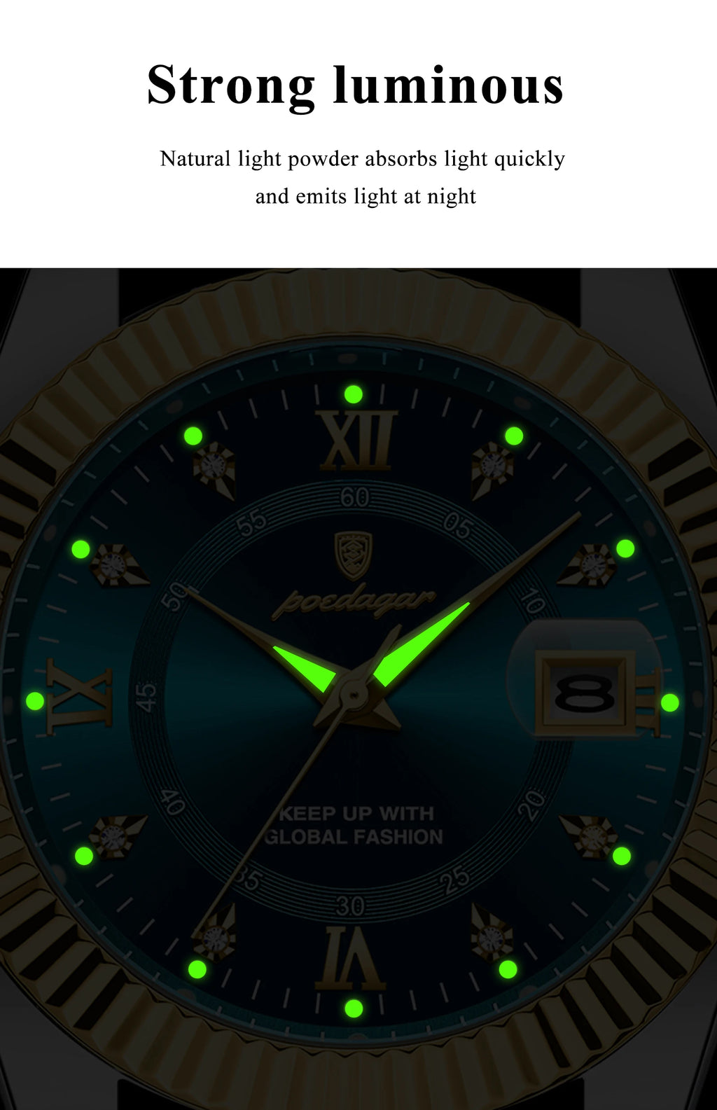 POEDAGAR Trendy Casual Men's Wristwatch Waterproof Luminous Date Man Clock Stainless Steel Quartz Business Watches For Men Reloj