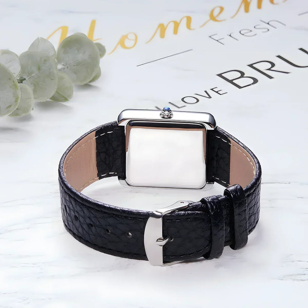 Ogeda 2025 New Square Men\'s Quartz Watch with Mineral Glass Alloy Case, Leather Strap, Sports Waterproof 3Bar Reloj Hombre Wat