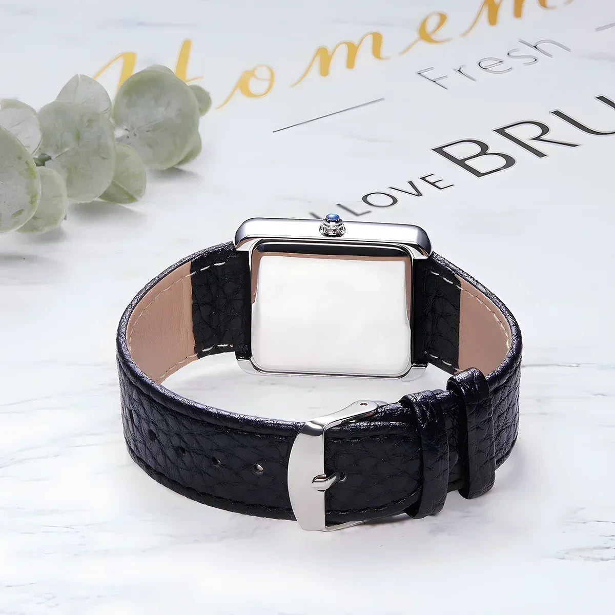 Ogeda 2025 New Square Men\'s Quartz Watch with Mineral Glass Alloy Case, Leather Strap, Sports Waterproof 3Bar Reloj Hombre Wat