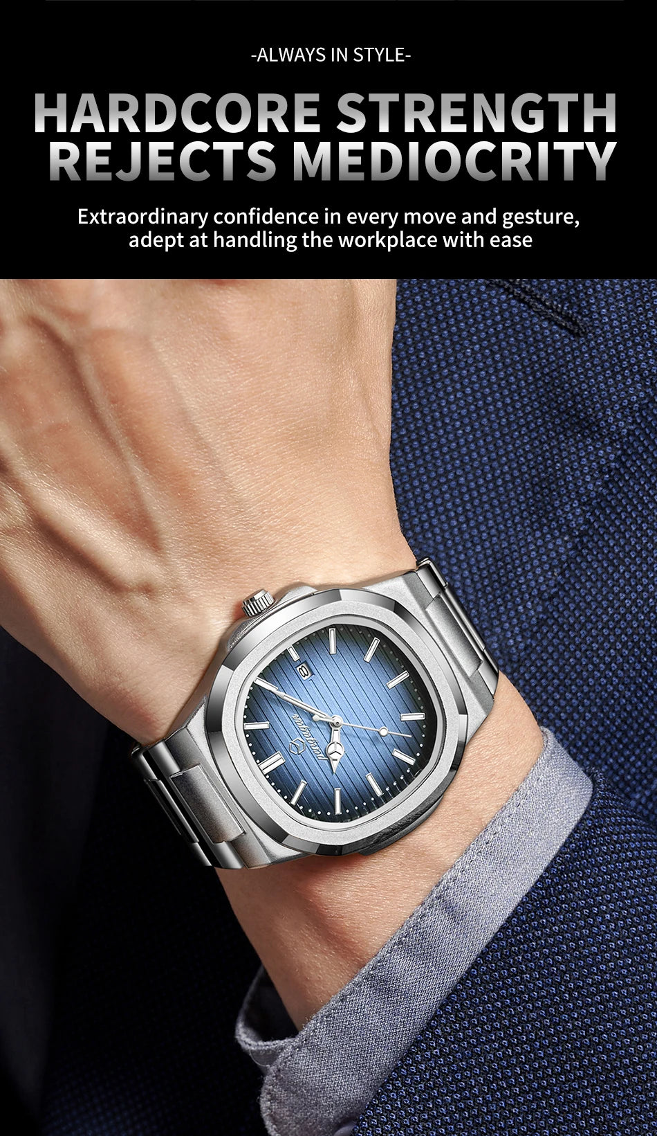 2025 New Luxury Military Man Watch Square Waterproof Luminous Date Week Men Watch Stainless Steel Quartz Men's Watches Reloj+box