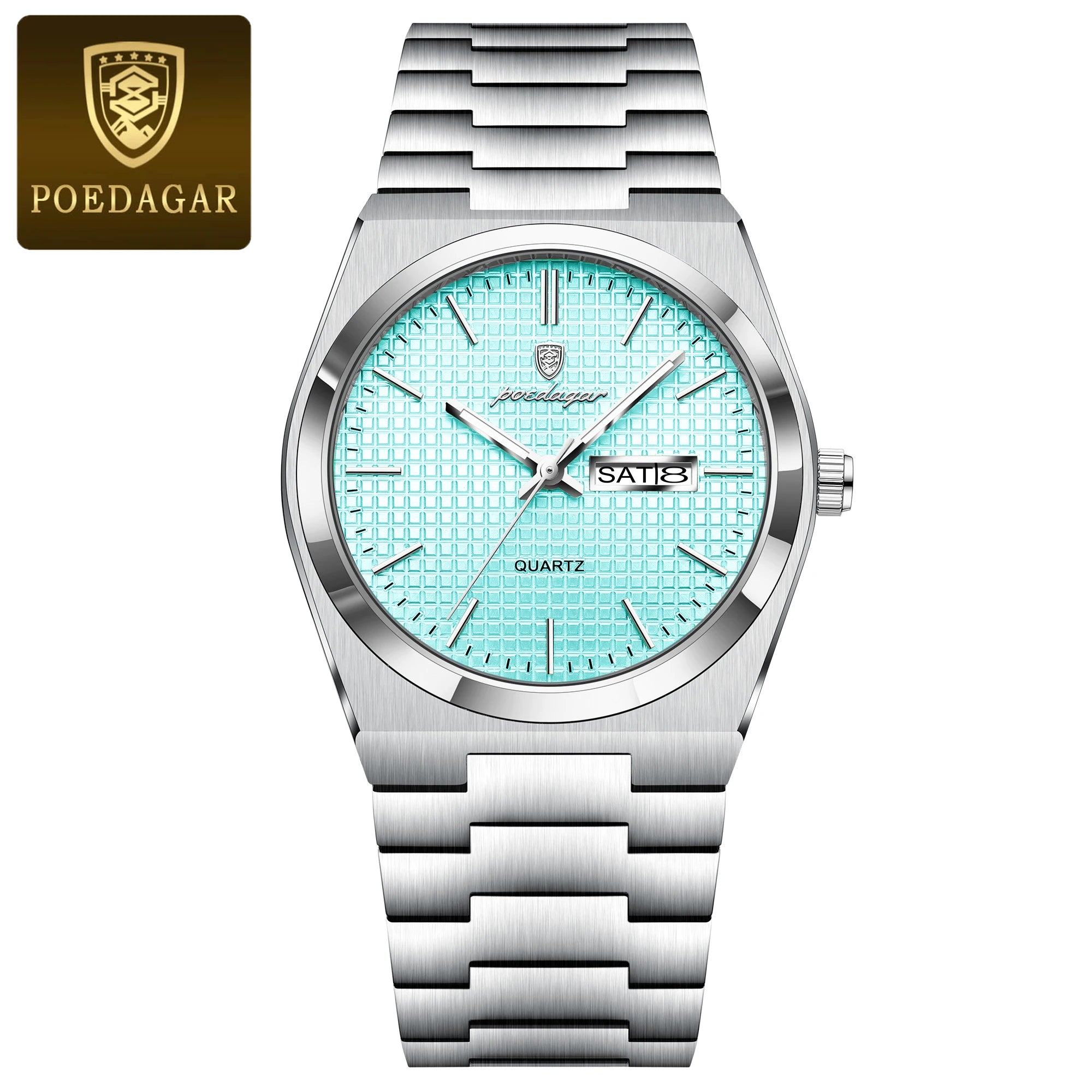 POEDAGAR Top Exquisite Male Watch Stainless Steel Waterproof Luminous Fashion Quartz Men's Watches Date Week Wristwatch For Men