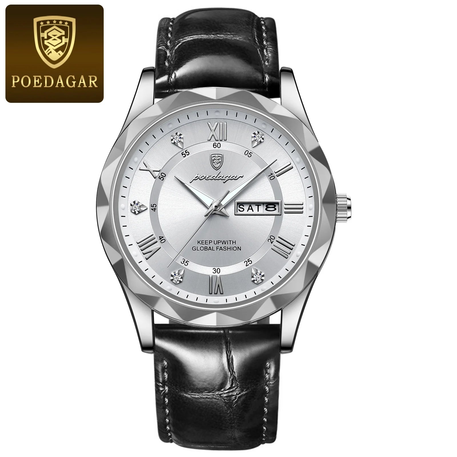 POEDAGAR Original Luxury Male Watch Waterproof Luminous Date Week Sports Men's Watches Classic Business Quartz Leather Men Watch